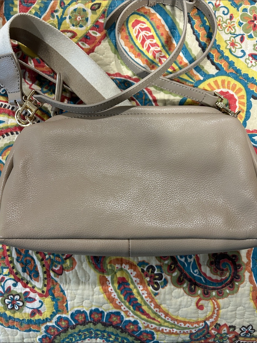 Ted Baker Beige Leather Shoulder Bag with Branded Strap and crossbody Strap - Picture 2 of 4